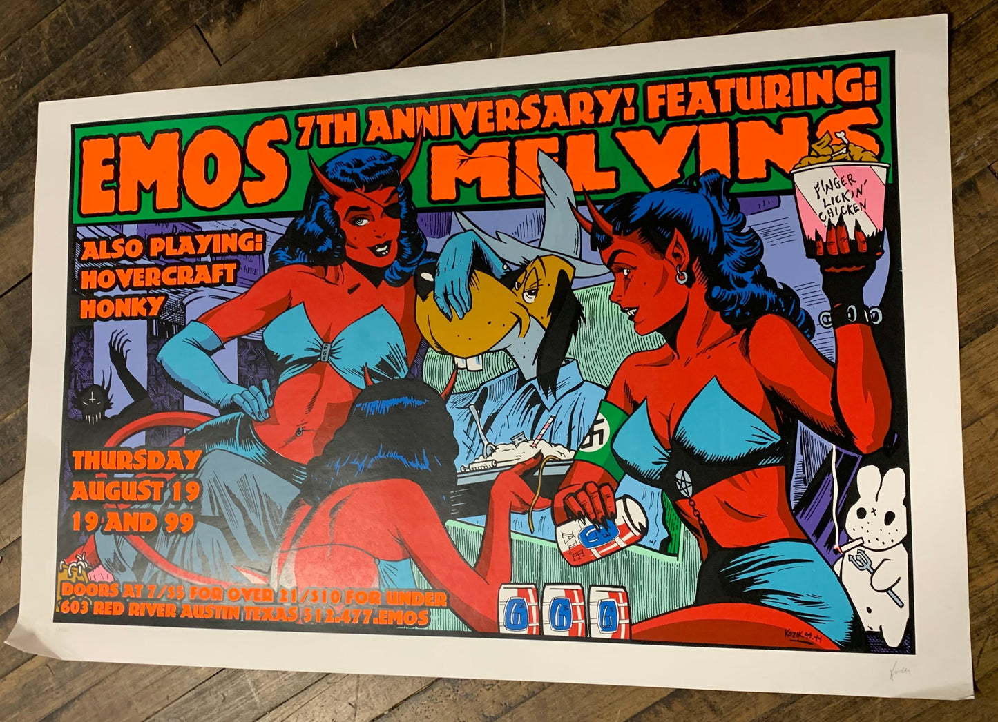 Frank Kozik - 1999 - Emo's 7th Anniversary Poster