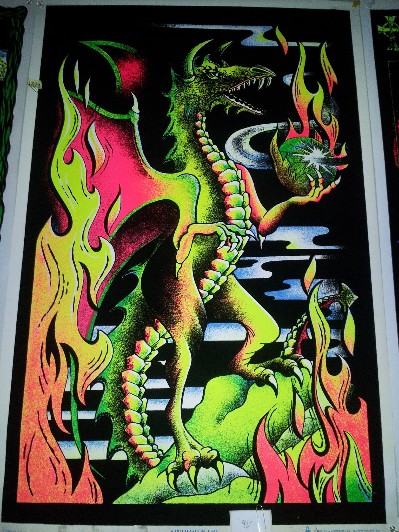 Felt Black Light Poster - 2002 - Dragon Fire – Nevermind Gallery
