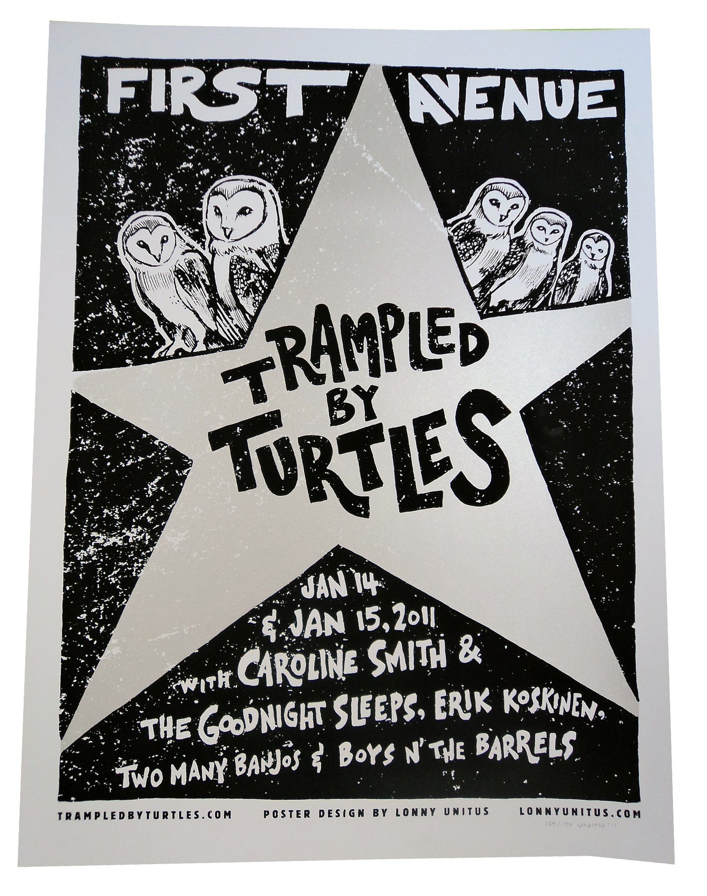 Lonny Unitus - 2011 - Trampled By Turtles, First Avenue Concert Poster