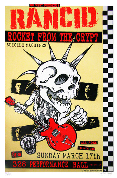 Adam Swinbourne - 1996 - Rancid Concert Poster