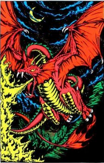 Felt Black Light Poster - “Fire Dragon” – Nevermind Gallery