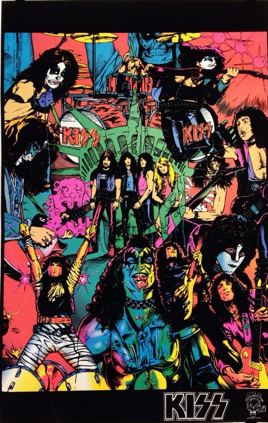 Felt Black Light Poster - "Kiss Comics" *Vintage 1995*