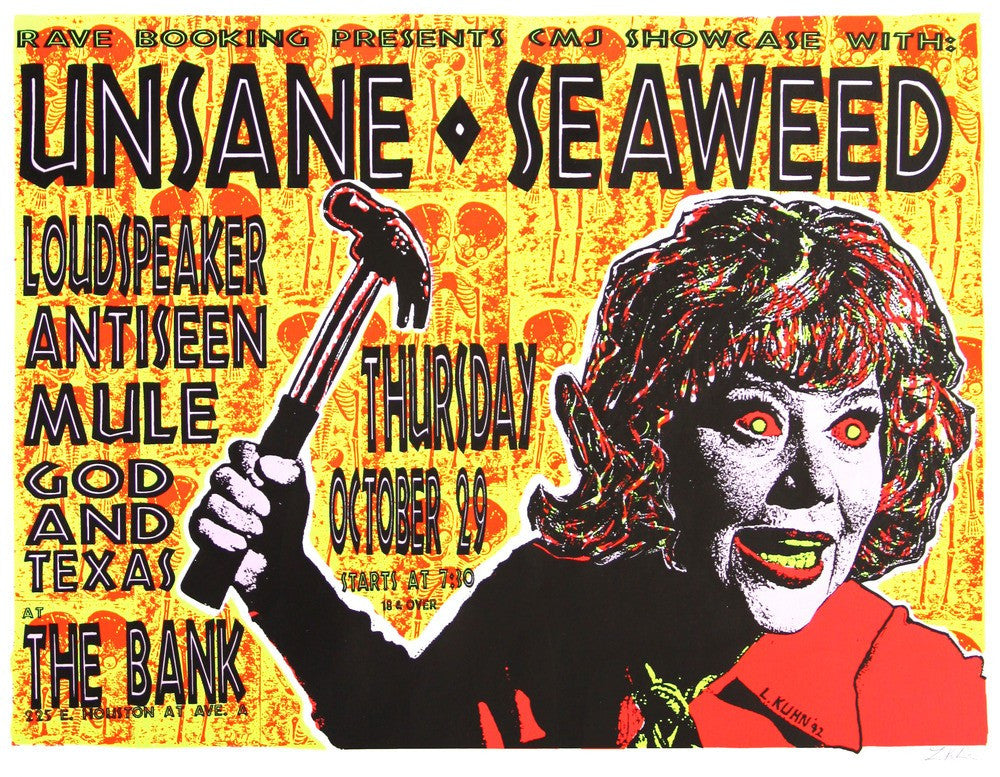 Lindsey Kuhn - 1992 - Seaweed / Unsane Concert Poster
