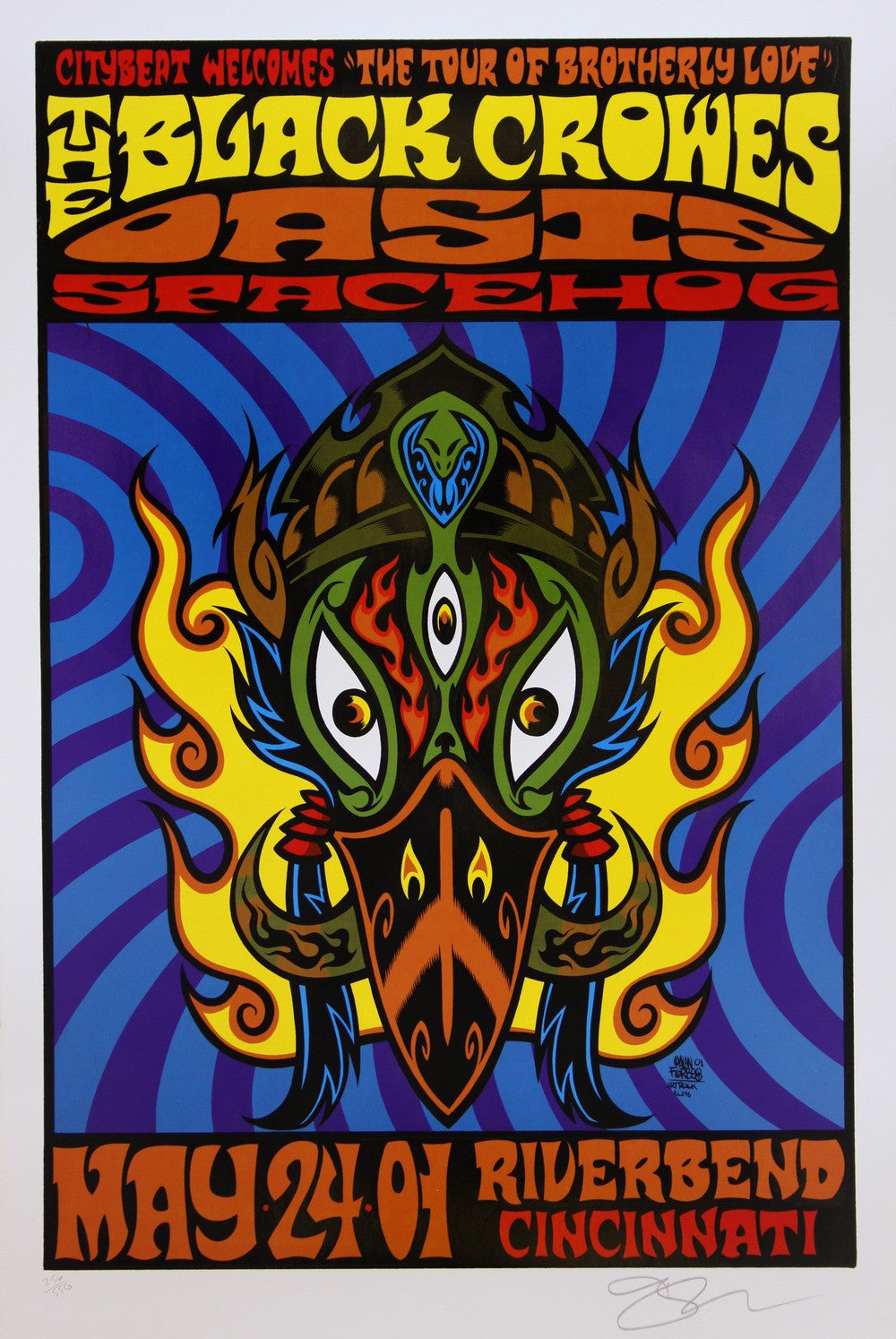 Alan Forbes - 2001 - Black Crowes / Oasis Concert Poster