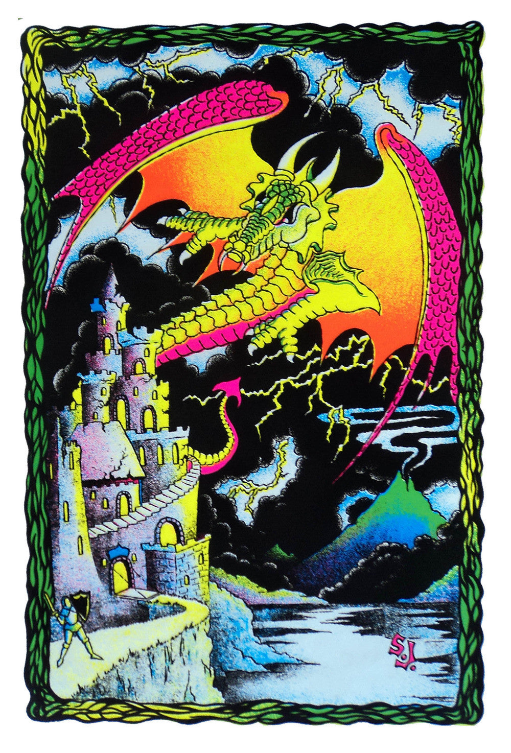 Felt Black Light Poster - 2000 - Dragon Castle