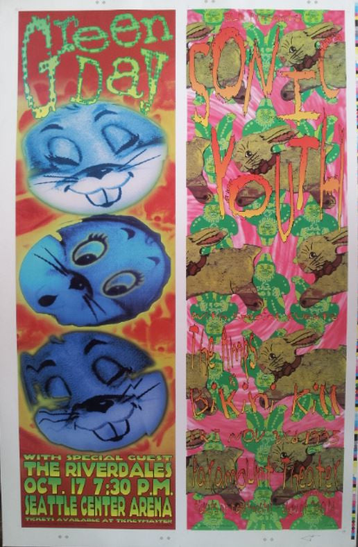 Frank Kozik - 1995 - Green Day/Sonic Youth Poster (Uncut Signed)