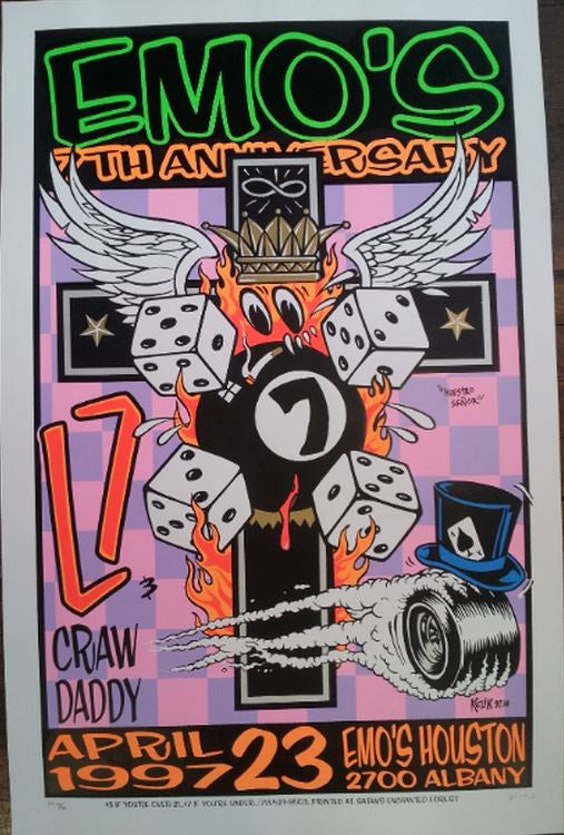 Frank Kozik - 1997 - Emo's 7th Anniversary Houston Poster