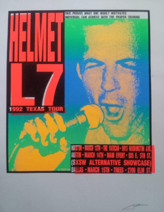 Frank Kozik - 1992 - Helmet &  L7 Texas Tour Poster
