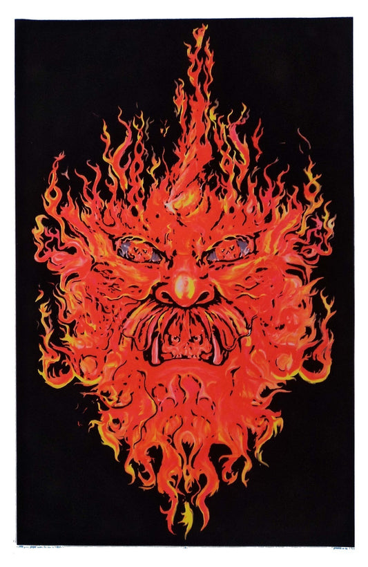 Felt Black Light Poster - 1998 - Fire Demon