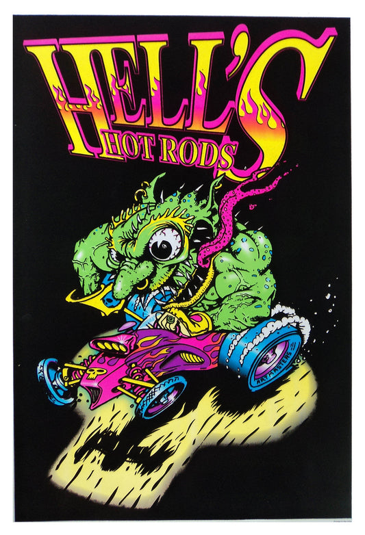 Felt Black Light Poster - 1997 - Hell's Hot Rods