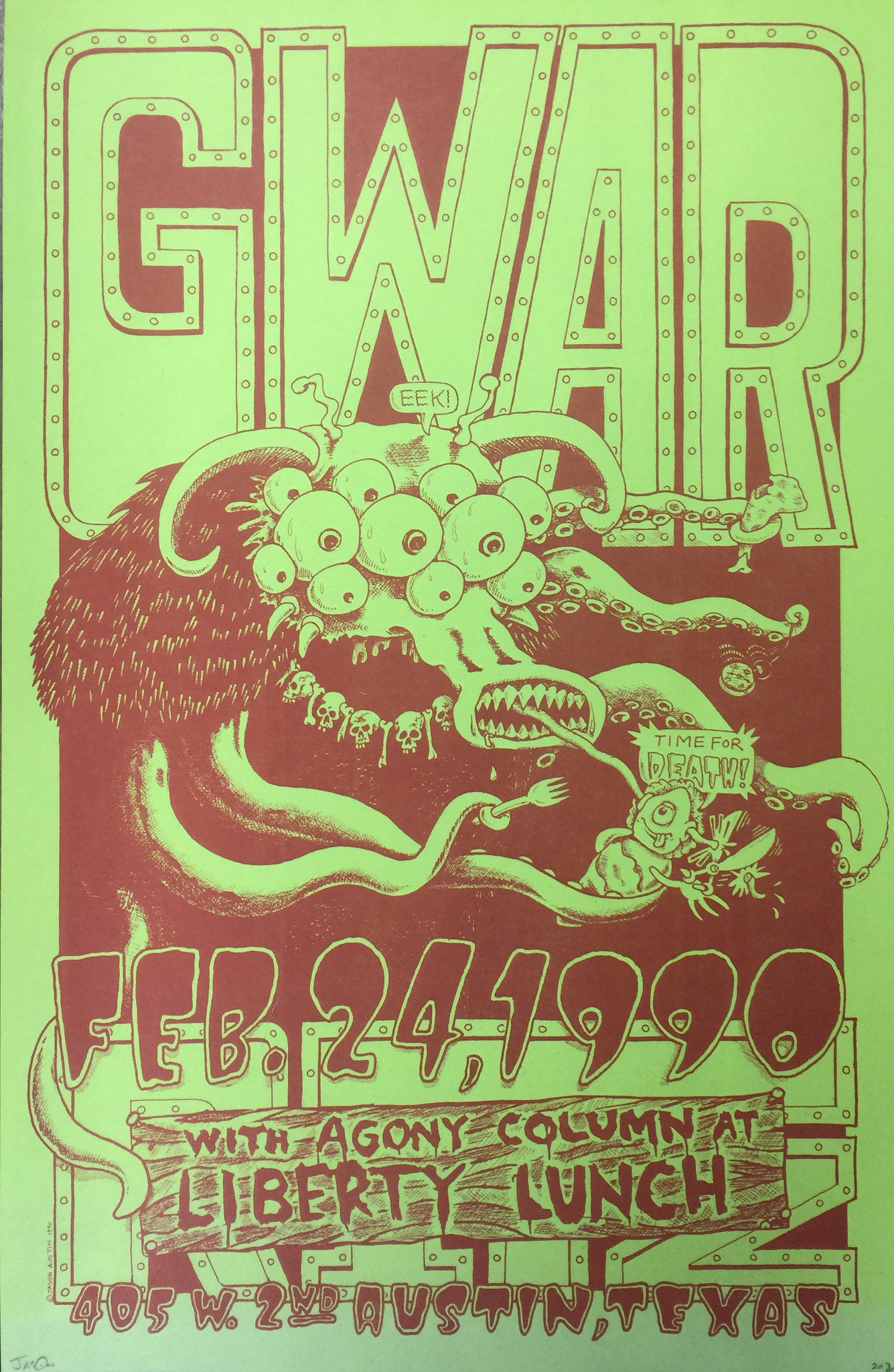 Jason Austin - 1990 - GWAR Concert Poster