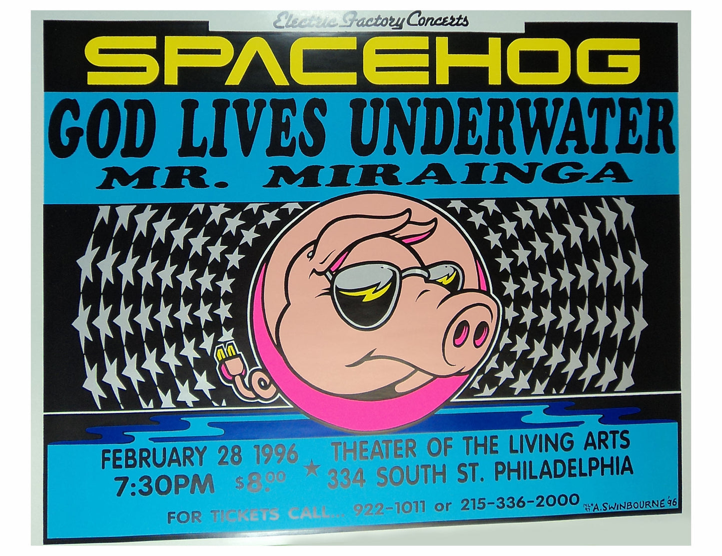 Adam Swinbourne - 1996 - Spacehog Concert Poster