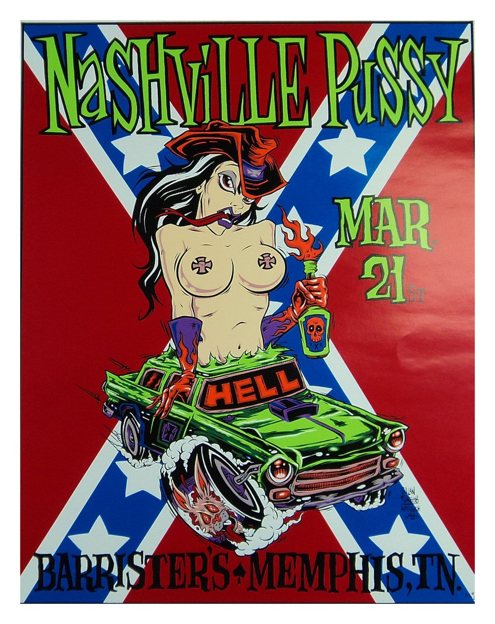 Alan Forbes - 1998 - Nashville Pussy Concert Poster