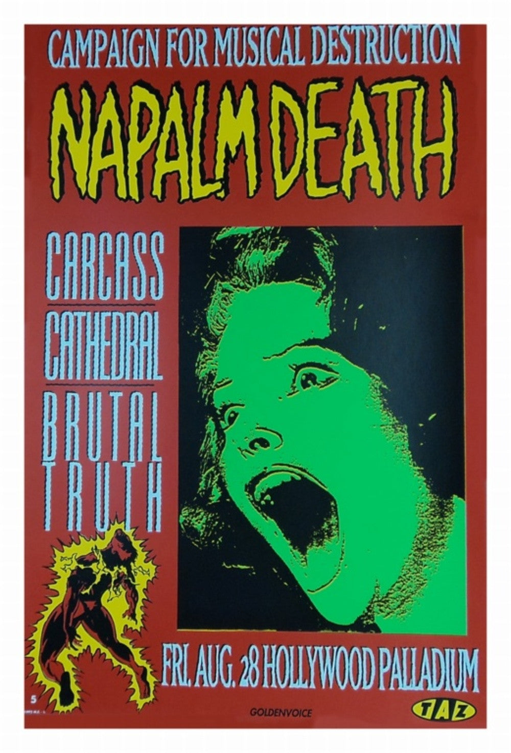 TAZ - 1992 - Napalm Death Concert Poster