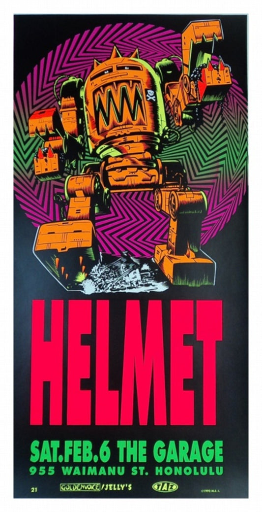 TAZ - 1992 - Helmet Honolulu Concert Poster