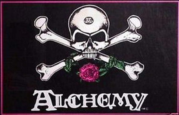 Felt Black Light Poster - 1994 - Alchemy Skull