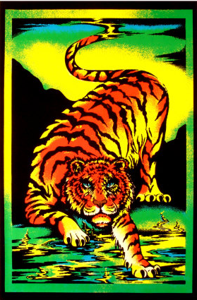 Felt Black Light Poster - 19xx - Tiger