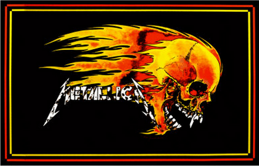 Felt Black Light Poster - "Flaming Skull" (Metallica)