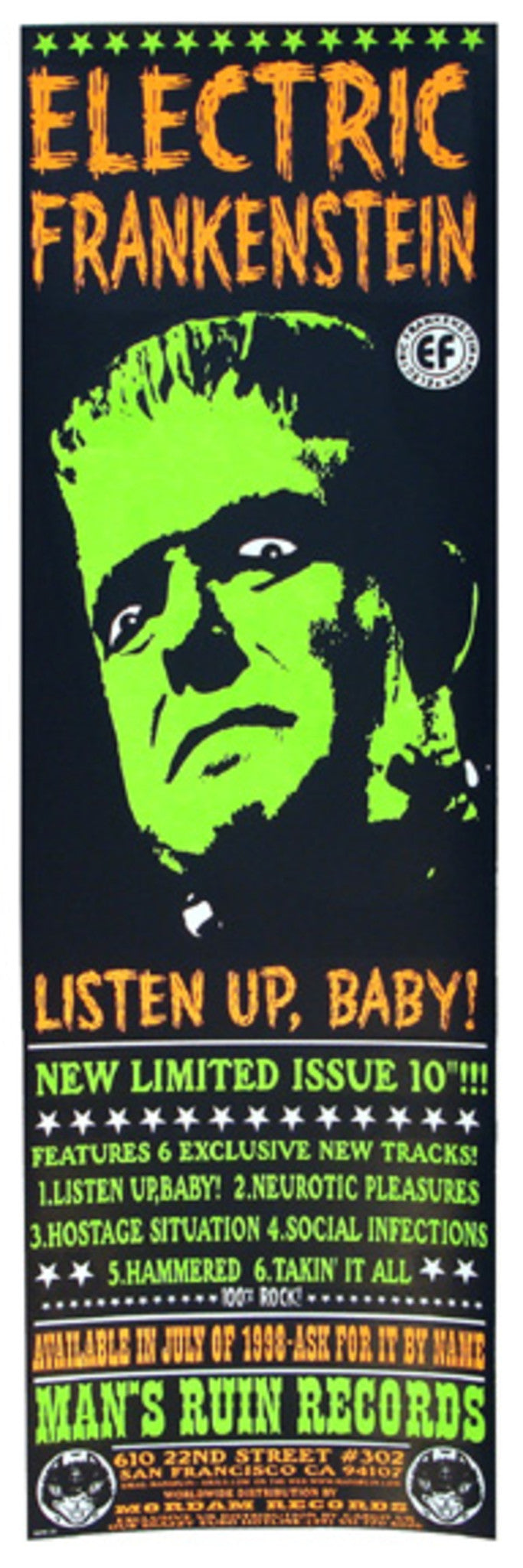 Frank Kozik - 1998 - Electric Frankenstein Promo Poster