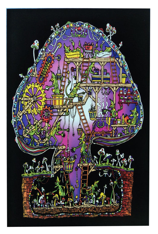 Felt Black Light Poster - 2002 - Mushroom Factory