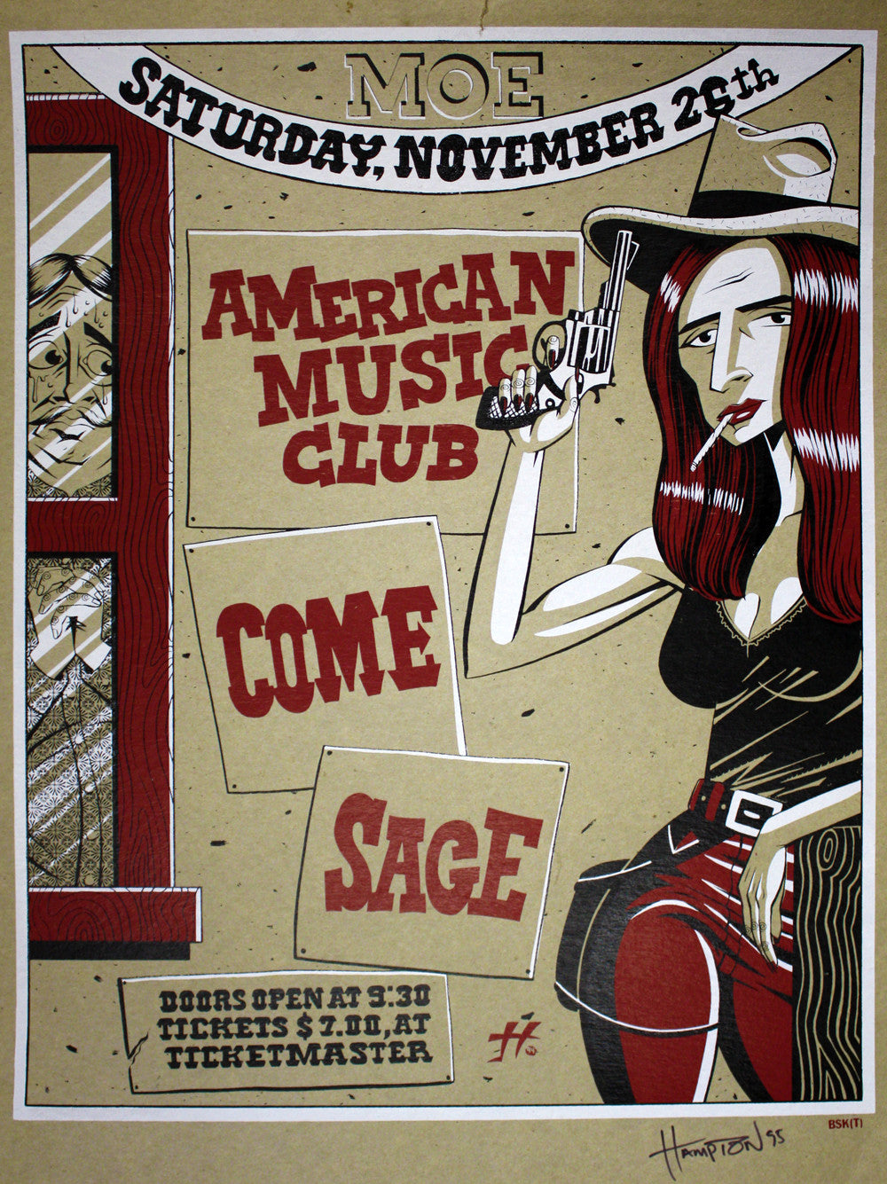 Justin Hampton - 1994 - American Music Club Concert Poster