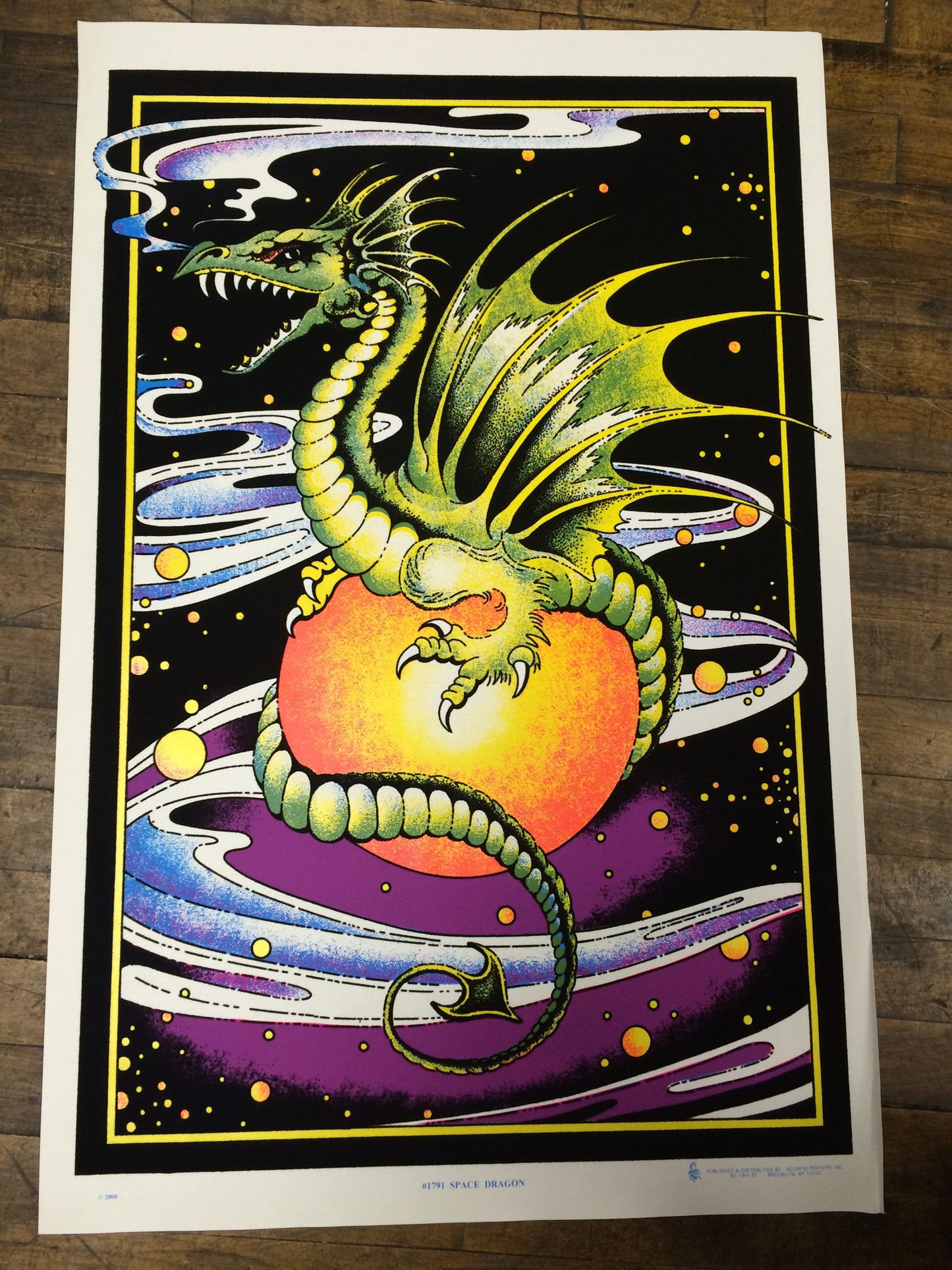 Felt Black Light Poster - 2000 - Space Dragon