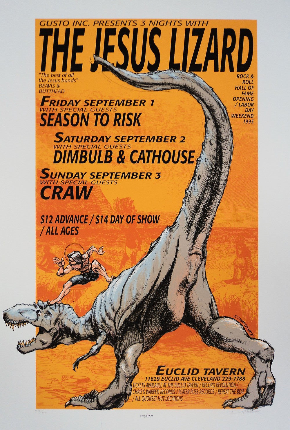 Derek Hess - 1995 - Jesus Lizard Concert Poster