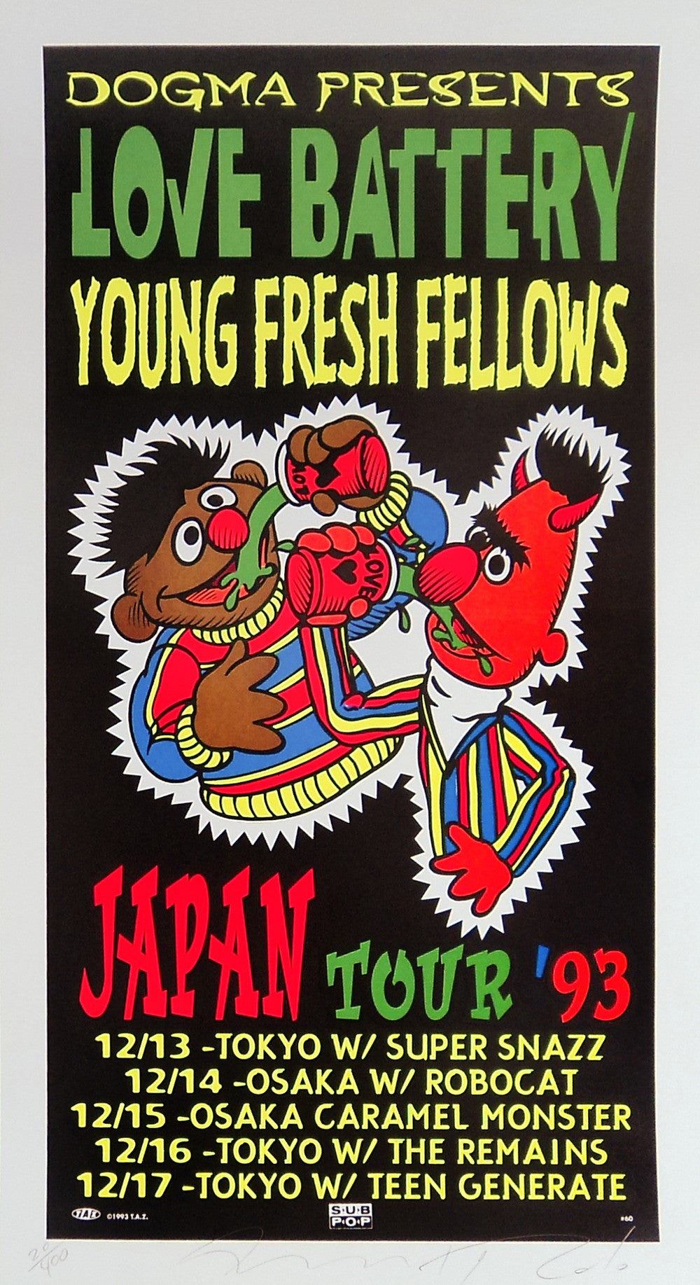 TAZ - 1993 - Love Battery Concert Poster