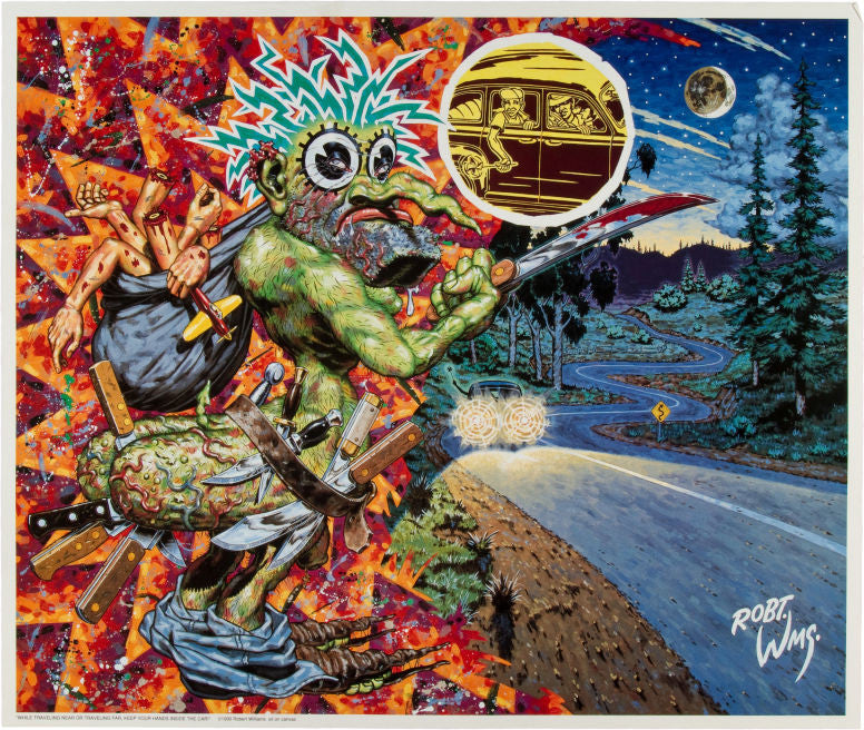 Robert Williams - 1990 - While Traveling Near Or Traveling Far, Keep Your Hands Inside The Car Poster Arm whacker