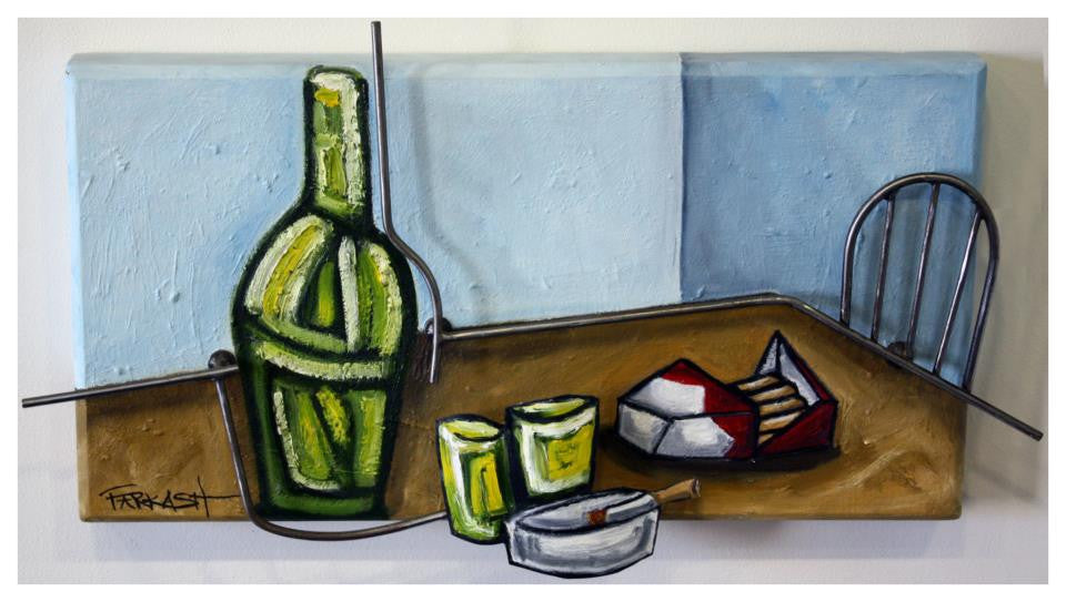 Ken Farkash - 2011 - Still Life With Bottle, Glass And Cigs