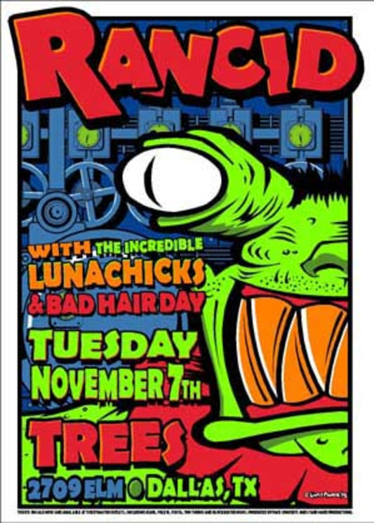 Uncle Charlie - 1995 - Rancid Concert Poster (Dallas)