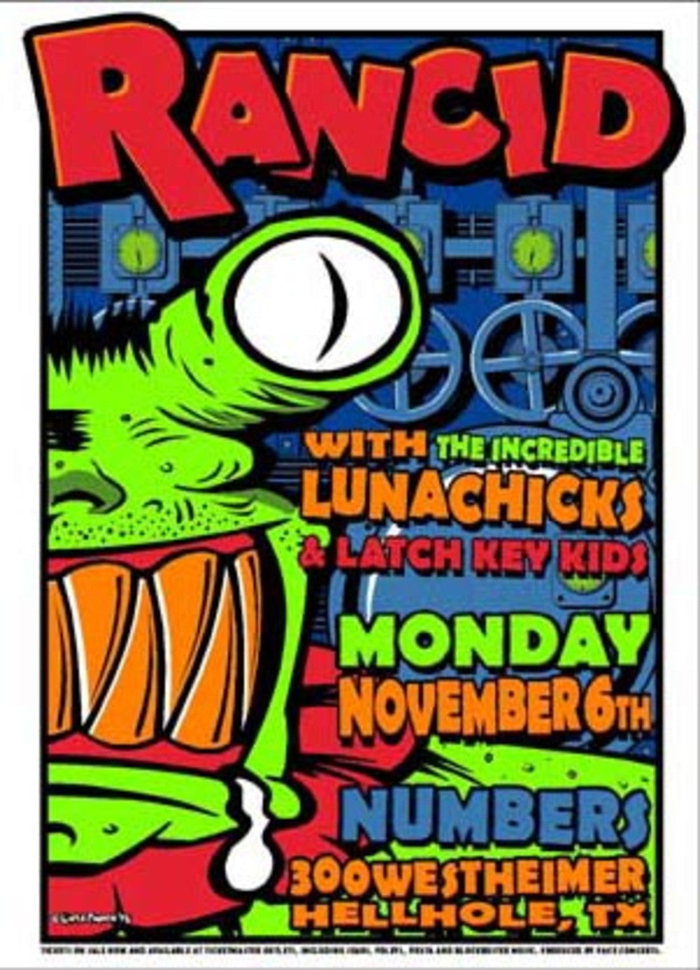 Uncle Charlie - 1995 - Rancid Concert Poster (Houston)