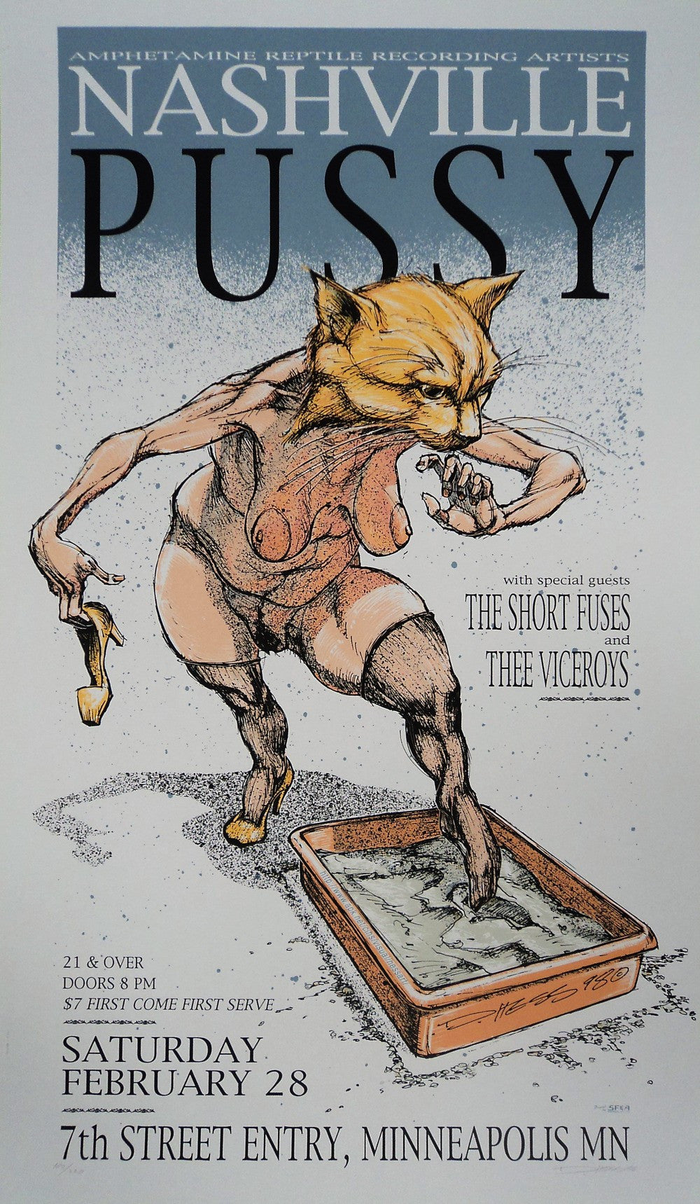Derek Hess - 1998 - Nashville Pussy Concert Poster