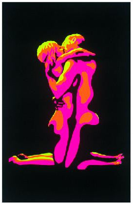 Felt Black Light Poster - "Flaming Love"