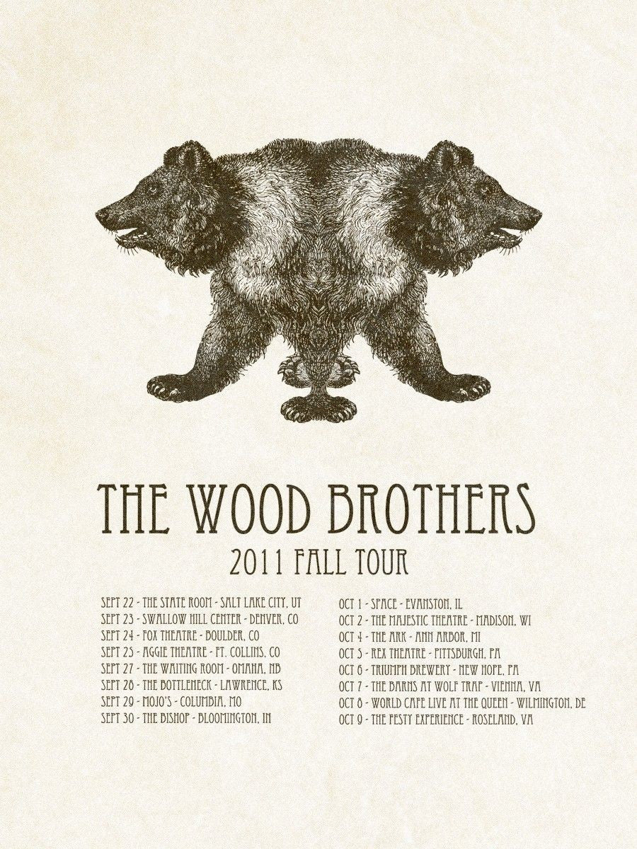 Iron Jaiden - 2011 - The Wood Brothers (Fall Tour II) Concert Poster