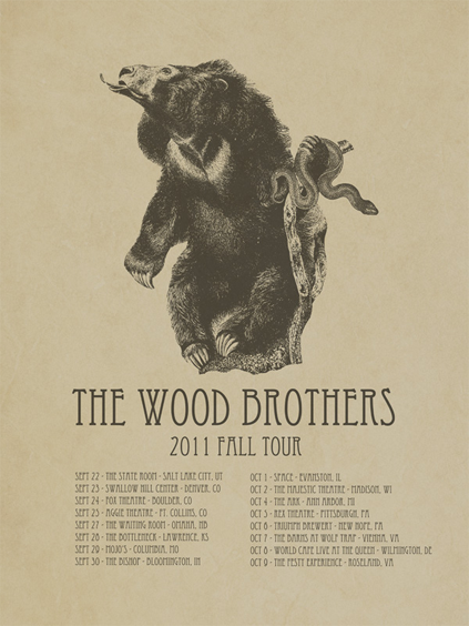 Iron Jaiden - 2011 - The Wood Brothers (Fall Tour I) Concert Poster